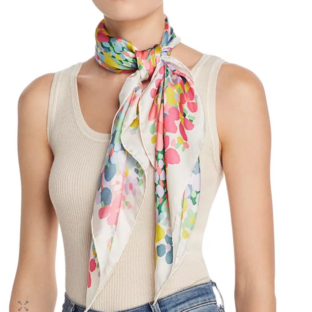 Kate Spade Square Silk Scarf Floral Dots One Size